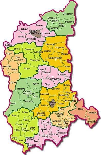 mapa województwa lubuskiego