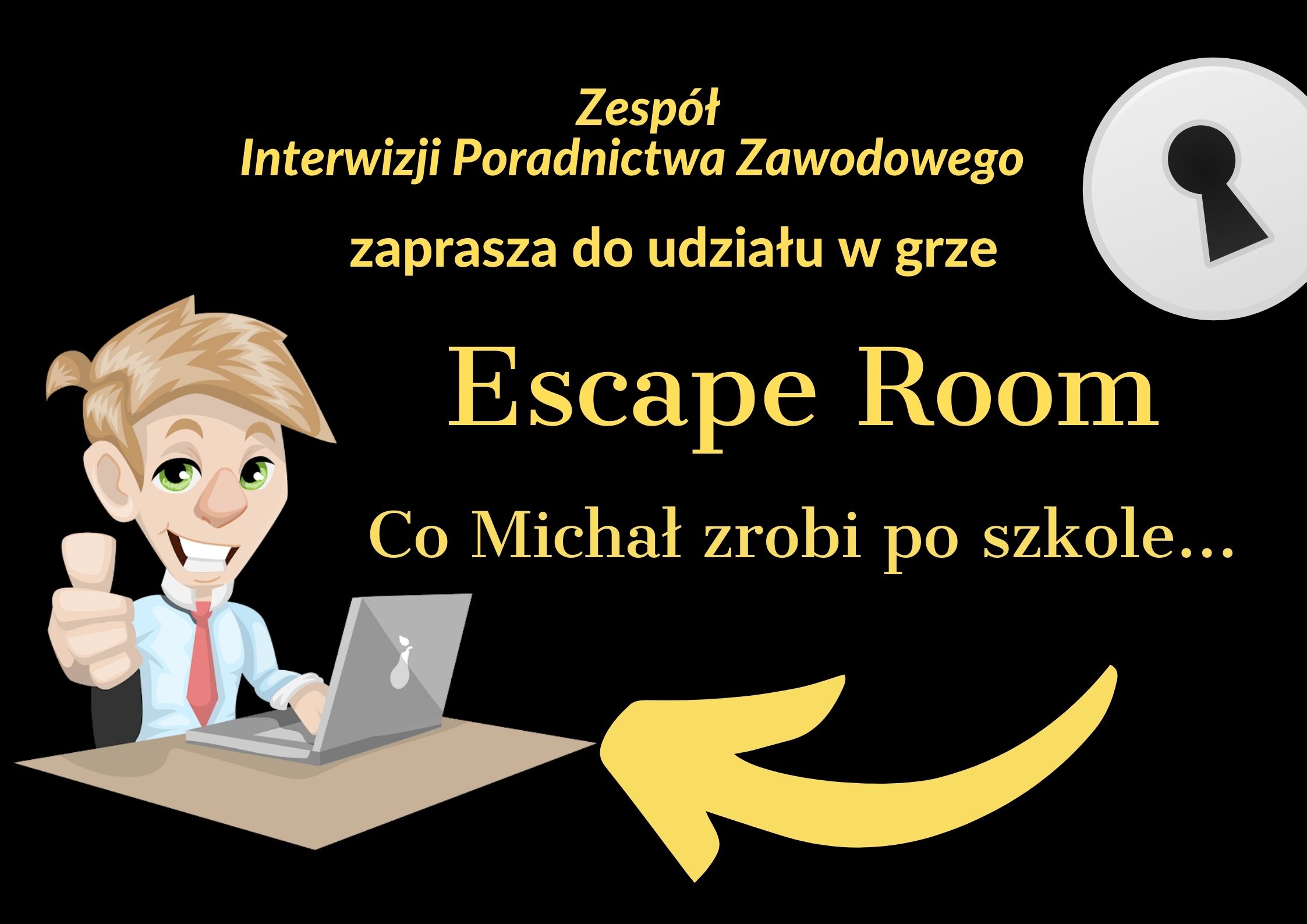 Plakat escape room zawiera treść z artykułu