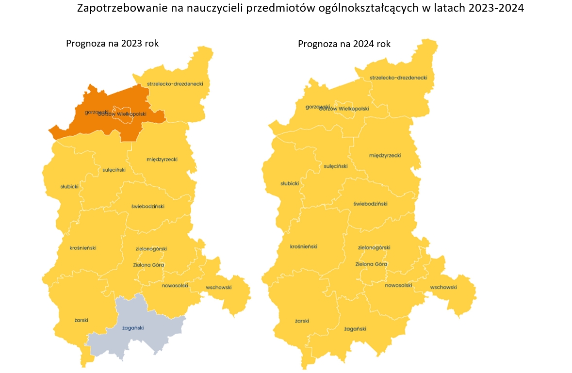 Zapotrzebowanie na nauczycieli przedmiotów ogólnokształcących w latach 2023-2024