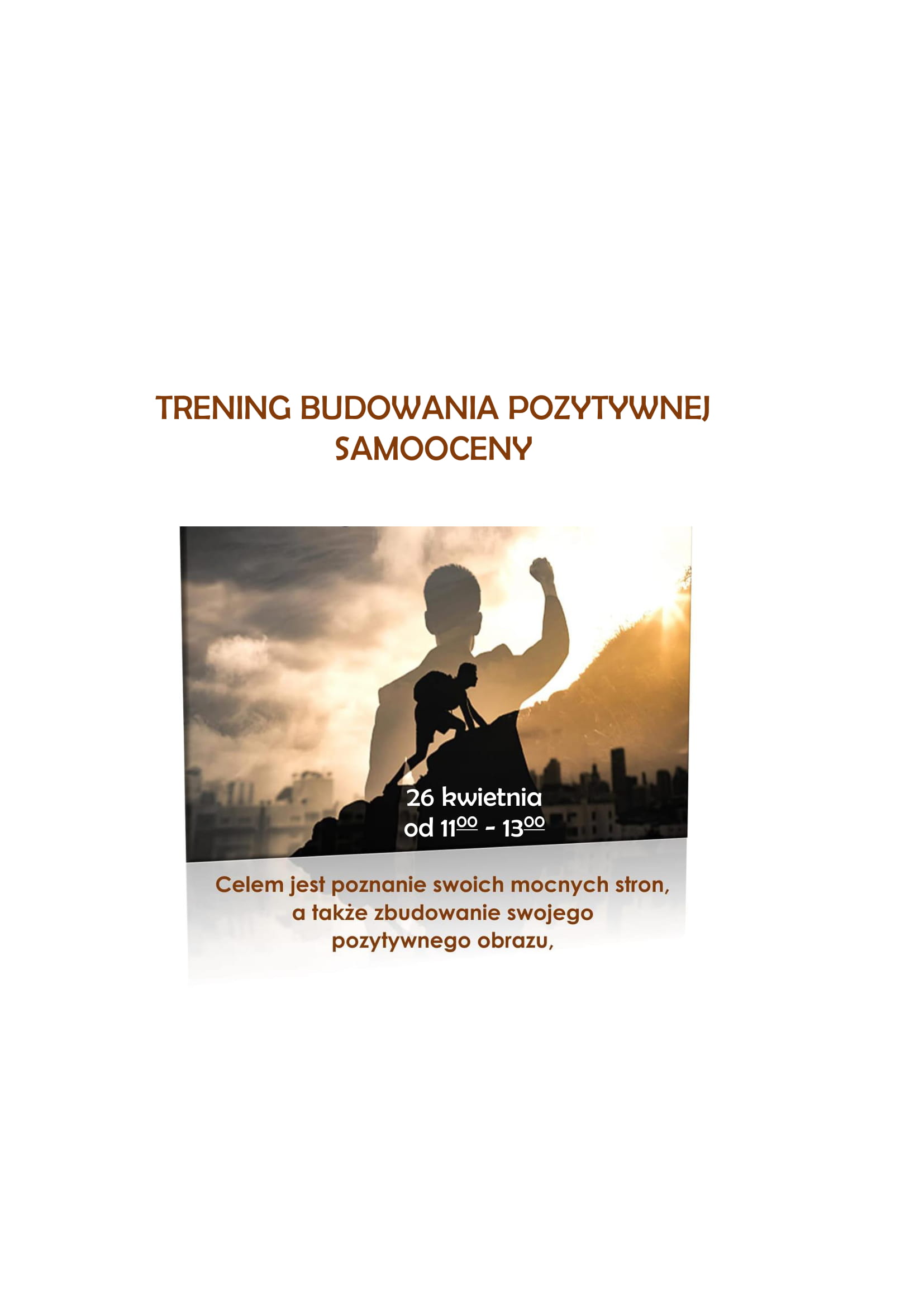 plakat trening budowania pozytywnej samooceny 26.04.21