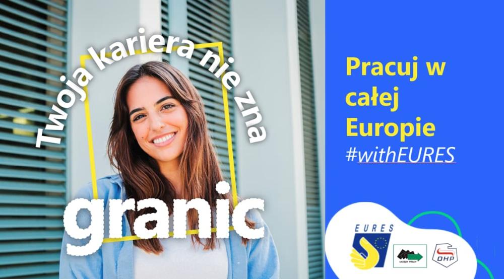 napis Twoja kariera nie zna granic na zdjęciu kobieta uśmiechnięta